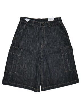 Zara Baggy Cargo Jean Shorts Men's Size 31 Black Rinse Denim Jorts NWT